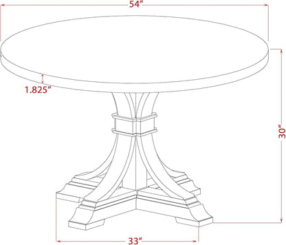 I57-11-TP Mid-century Table with Acacia Wood Round Tabletop and Stylish Pedestal Base - Sand Blasted Black Finish