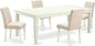 East West Furniture LGAB5-LWH-02 5 Piece Dining Set Includes a Rectangle Dining Room Table with Butterfly Leaf and 4 Light Beige Linen Fabric Upholstered Chairs, 42x84 Inch, Linen White