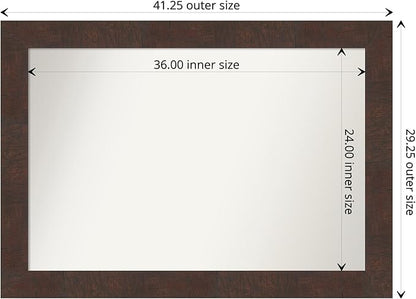 Amanti Art White Bathroom Mirror for Over Sink, 28x40 Wedge White Rectangle Vanity Mirror, Large Modern Frame, Hangs Horizonally and Vertically, Bathroom Wall Decor, Non-Beveled Edge from WI, USA