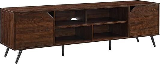 Walker Edison Nora Modern Minimal Open-Shelf TV Stand for TVs up to 80 Inches, 70 Inch, Dark Walnut