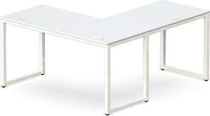 SHW 55 x 60 Inches Commercial-Grade L-Shape Corner Office Computer Desk, White