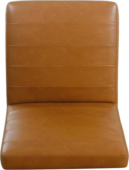 HomePop Channeled Metal Dining Chair Home Décor | Single Pack - Brown Faux Leather