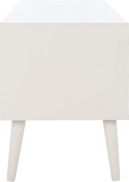 SAFAVIEH Sorrel TV Stand for up to 55" Flatscreen – Distressed White, 2 Doors with Interior Storage, 2 Open Shelves, Entertainment Media Console (MED5701A)