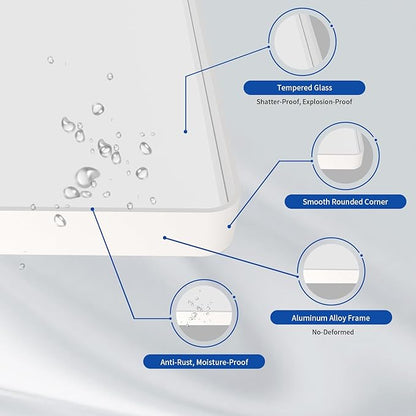 WEER White Bathroom Mirror 72X36 Inch, Rounded Rectangle White Metal Frame Mirror, Matte White Bathroom Vanity Mirror with Tempered Glass, Anti-Rust, Hangs Horizontally or Vertically