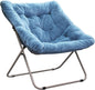Tiita Comfy Saucer Chair, Soft Faux Fur Oversized Folding Accent Chair, Lounge Lazy Chair for Kids Teens Adults, Metal Frame Moon Chair for Bedroom, Living Room, Dorm Rooms, X-Large, Blue