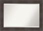 Amanti Art Brown Wall Mirror 30x42 William Rustic Woodgrain Rectangle Bathroom Mirror for Wall Decor Living Room, Large Classic Frame, Hangs Horizonally and Vertically, Bathroom Decor, Beveled Edge