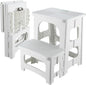 Folding 2-Step Stool for Adults Kids Non-Slip Collapsible Portable Step Stool for Kitchen Home Toilet Bedroom Office Bathroom Rv,Holds 300 Lbs(White)