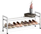 Bumusty 2-Tier Expandable Shoe Rack for Closet, 18“-33” Adjustable Shoe Rack for Small Space, Small Shoe Organizer for Front Door, Sturdy Metal, White