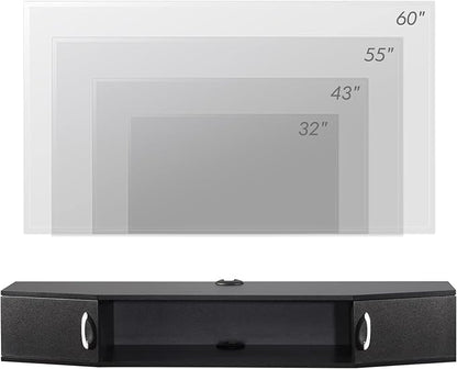FITUEYES Floating TV Stand Wall Mounted TV Shelf with Door Wood Media Console Entertainment Center Under TV Floating Cabinet Desk Storage Hutch for Home and Office Black