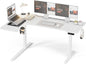 59 Inch L Shaped Standing Desk Adjustable Height, Electric Corner Standing Desk, Sit Stand Computer Table with Reversiable Splice Board,White