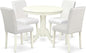 East West Furniture ANAB5-LWH-64 5 Piece Dining Room Table Set Includes a Round Kitchen Table with Pedestal and 4 White Faux Leather Upholstered Parson Chairs, 36x36 Inch, Linen White