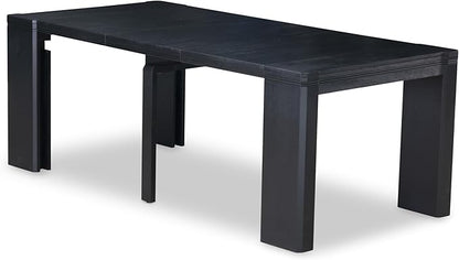 X02MZ-2C6-50 - 6-pc Dining Table Set a Kitchen Table with a coffee Table and 2 wooden Benches and 2 Dark Gotham Grey Linen Fabric Chairs, 39x120 Inch, Wire Brushed Black