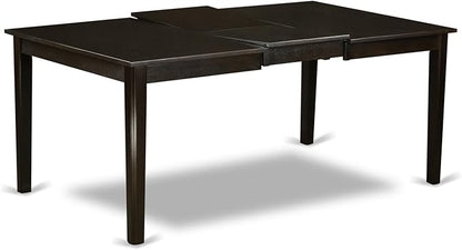 East West Furniture HEDR9-CAP-03 9 Piece Dining Room Table Set Includes a Rectangle Kitchen Table with Pedestal and 8 Brown Linen Fabric Parson Dining Chairs, 42x72 Inch, Cappuccino