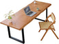 Stylish Solid Wood Office Desk with Sturdy Metal Base - Durable Executive Computer Desk or Dining Table in Multiple Sizes - Perfect for Home Office and Work Environments (Tan62.99in)