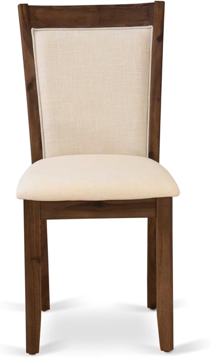 East West Furniture V727MZN32-6 6 Piece Dining Set Contains a Rectangle Dining Room Table with V-Legs and 4 Light Beige Linen Fabric Parson Chairs with a Bench, 40x72 Inch, Multi-Color