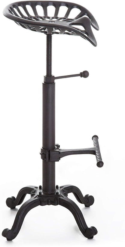 LOKKHAN Tractor Seat Bar Stool-Rustic Industrial Bar Stool-Farmhouse Cast Iron Swivel Stool-Counter Height Adjustable-Extra Tall Pub Height-24-31 inch (Matte Rust)