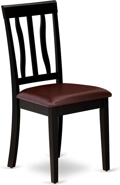 East West Furniture HLAN5-BCH-LC 5 Piece Dining Set Includes a Round Dining Table with Pedestal and 4 Faux Leather Kitchen Room Chairs, 42x42 Inch, Black & Cherry