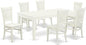 East West Furniture LGVA7-LWH-W 7 Piece Dining Room Furniture Set Consist of a Rectangle Kitchen Table with Butterfly Leaf and 6 Dining Chairs, 42x84 Inch, Linen White