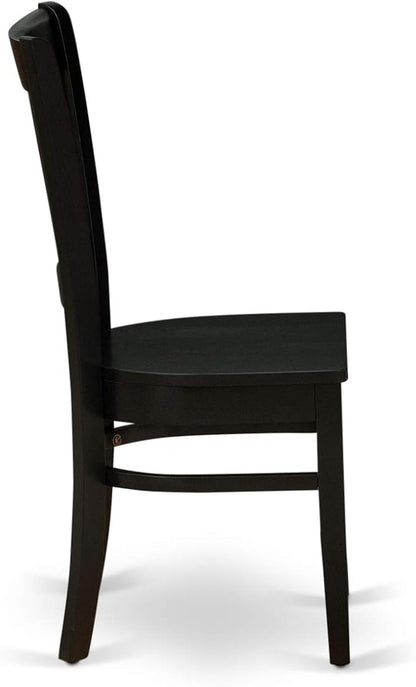 East West Furniture DLVA5-BLK-W 5 Piece Dining Set Includes a Round Dining Room Table with Dropleaf and 4 Kitchen Chairs, 42x42 Inch, Black
