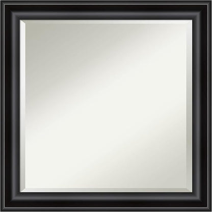 Amanti Art Black Bathroom Mirror for Over Sink, 24x24 Grand Black Narrow Square Vanity Mirror, Medium Casual Frame, Hangs Horizonally and Vertically, Bathroom Wall Decor, Beveled Edge
