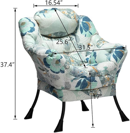 HollyHOME Modern Fabric Large Lazy Chair, Accent Oversized Comfy Reading Chair, Thick Padded Cozy Lounge Chair with Armrest, Steel Frame Leisure Sofa Chair for Living Room, Bedroom, Dorm, Fan Print