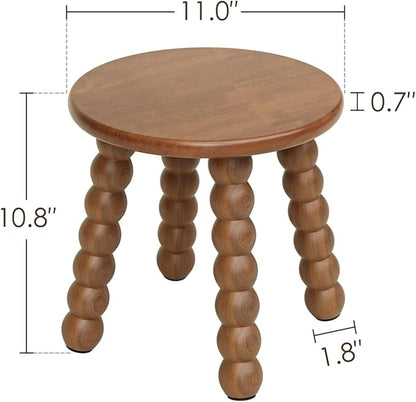 Masupu Solid Wooden Step Stool for Adults Kids, 11 inch Small Foot Stool, Non-Slip One Step Stool, Sturdy Foot Stool for Bathroom, Bedroom, Kichen, Plant Stand(Walnut Brown)