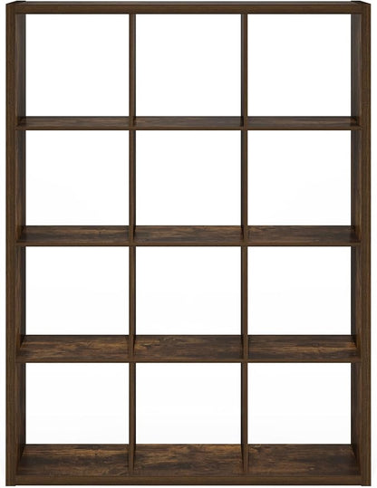 Furinno Cubicle Open Back Decorative Cube Storage Organizer, 12-Cube, Amber Pine