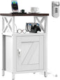 Wooden Nightstand with Lock, Bed Side Table with Drawers, Bedside Table with Charging Station, 3 USB & 2 Outlets, Night Stand with Storage, End Tables for Living Room, Bedroom, Dorm, Walnut