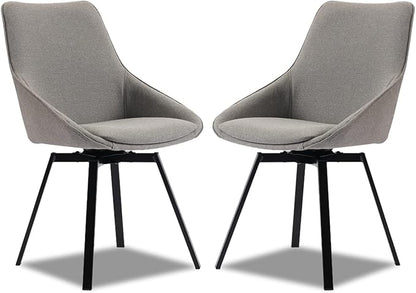 Dining Chairs Set of 2 Light Grey Living Room Chairs Fabric Upholstered Kitchen Chairs,Loads Up to 270lbs,Quick Assembly,Swivel Dining Chair