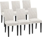 Upholstered Dining Chairs Set of 6, Button Tufted Parsons Dining Chair with Solid Wood Legs, Modern Fabric Side Chair for Dining Room/Kitchen/Restaurant/Hotel- White