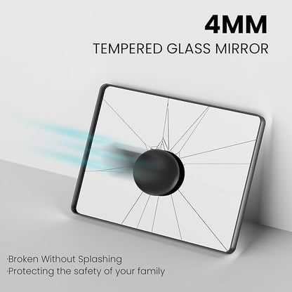 48X30 Inch Black Bathroom Mirror, Black Metal Framed Mirror for Wall, Rounded Rectangle Matte Bathroom Vanity Mirror with Tempered Glass, Anti-Rust, Horizontal/Vertical