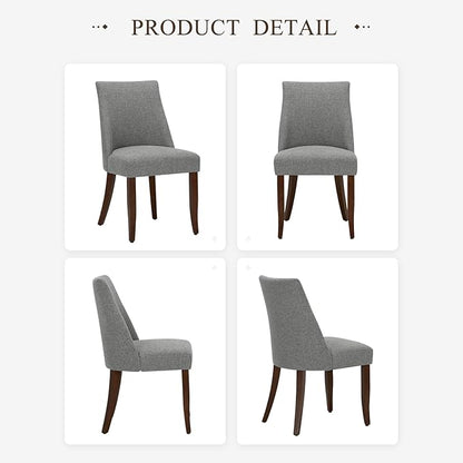 COLAMY Upholstered Dining Chairs Set of 4, Mid Century Modern Kitchen Chairs with Back, Farmhouse Fabric Side Dining Room Chairs with Wood Legs for Dining Room Restaurant, Light Grey