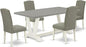 East West Furniture V097EN206-5 5 Piece Dining Table Set Includes a Rectangle Dining Room Table with V-Legs and 4 Dark Shitake Linen Fabric Upholstered Chairs, 40x72 Inch, Multi-Color