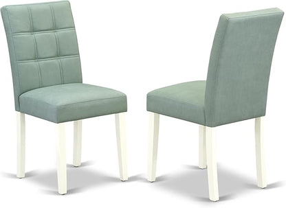 East West Furniture VAAS9-LWH-43 9 Piece Dining Room Set Includes A Wooden Dining Table and 8 Willow Green Polyester Fabric Parsons Chairs, Linen White