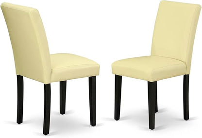 East West Furniture DUAB5-BLK-73 5 Piece Dining Room Table Set Includes a Rectangle Kitchen Table and 4 Eggnog Faux Leather Parson Dining Chairs, 36x60 Inch, Black
