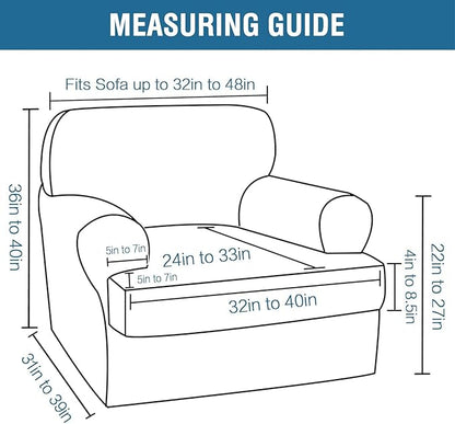 H.VERSAILTEX Sofa Cover 2 Piece T Cushion Armchair Slipcovers Thick Velvet Couch Cover Stretch T Cushion Sofa Covers for 1 Cushion Couch with 1 Individual T Cushion Covers, Mocha