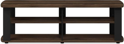 FURINNO Nelly Entertainment Center TV Stand, Short 43.3"(W) x13.4(H) x13.1(D), Columbia Walnut/Black