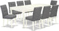 East West Furniture DOAS9-LWH-41 9 Piece Dining Table Set Includes A Kitchen Table and 8 Platinum Gray Polyester Fabric Person Chairs with Stylish Back- Linen White Finish
