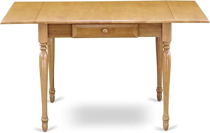East West Furniture MZAV5-OAK-C 5 Piece Dinette Set for 4 Includes a Rectangle Dining Room Table with Dropleaf and 4 Linen Fabric Kitchen Dining Chairs, 36x54 Inch, Oak