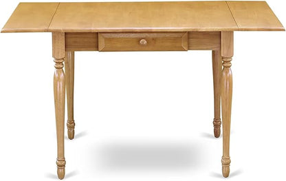 East West Furniture MZAV5-OAK-C 5 Piece Dinette Set for 4 Includes a Rectangle Dining Room Table with Dropleaf and 4 Linen Fabric Kitchen Dining Chairs, 36x54 Inch, Oak