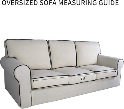 PureFit Reversible Sofa Couch Cover Water Resistant Couch Covers for 3 Cushion, Washable Furniture Cover with Non-Slip Foam and Adjustable Strap for Dogs, Pets (Oversized Sofa, Peacock Blue/Ivory)