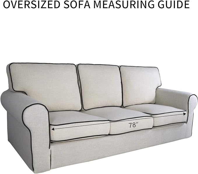 PureFit Reversible Sofa Couch Cover Water Resistant Couch Covers for 3 Cushion, Washable Furniture Cover with Non-Slip Foam and Adjustable Strap for Dogs, Pets (Oversized Sofa, Dark Blue/Light Blue)