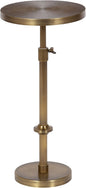 Kate and Laurel Engles Traditional Adjustable-Height Pedestal Drink Table; 10 x 10 x 30; Antique Brass; Vintage Round Indoor Metal Plant Stand with Embossed Sunburst Pattern