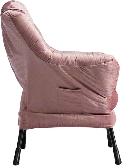 HollyHOME Modern Fabric Large Lazy Chair, Accent Oversized Comfy Reading Chair with Armrest, Thick Padded Cozy Lounge Sofa for Living Room, Bedroom, Dorm, Gilding Pink