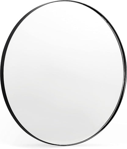 Black Round Mirror, 30 Inch Round Bathroom Mirror with Metal Frame Circle Mirrors for Wall, Bedroom, Vanity, Living Room, Entryway, Washrooms, Home Decor