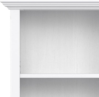 SIMPLIHOME Amherst Bookcase - 70 inch Tall 5-Shelf Solid Wood Bookshelf in White, Transitional Storage for Living Room, Study Room or Office with Adjustable Shelves and Tapered Legs