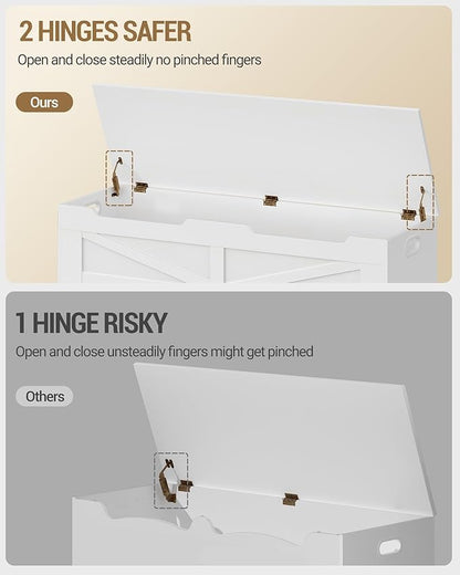 47.2" Storage Chest, Extra Large Storage Trunk with 2 Safety Hinges, Wooden Box Bench, Lift-Top Organizer Chest, Shoe Bench for Entryway, Bedroom, Living Room, White SB13403X