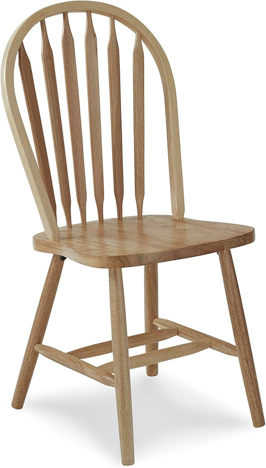 International Concepts Solid Wood Windsor ArrowBack Dining Chair with Plain Legs - Parawood Construction - 19.25" W x 19.75" D x 38.25" H - 225 lb Weight Capacity - Dining Chairs, Natural