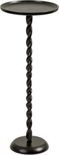 Kate and Laurel Ropa Transitional Round Pedestal Drink Table, 9 x 9 x 22, Black, Decorative Cast Aluminum Mini Table with Spiral Rope Design for Use as Indoor Plant Stand or Living Room Accent