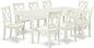 East West Furniture DOCL9-LWH-W 9 Piece Dining Table Set Includes a Rectangle Dinner Table with Butterfly Leaf and 8 Dining Room Chairs, 42x78 Inch, Linen White